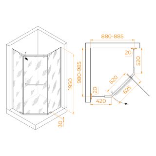 Душевой уголок RGW PA-091B 35089190-14 90x100см чёрный